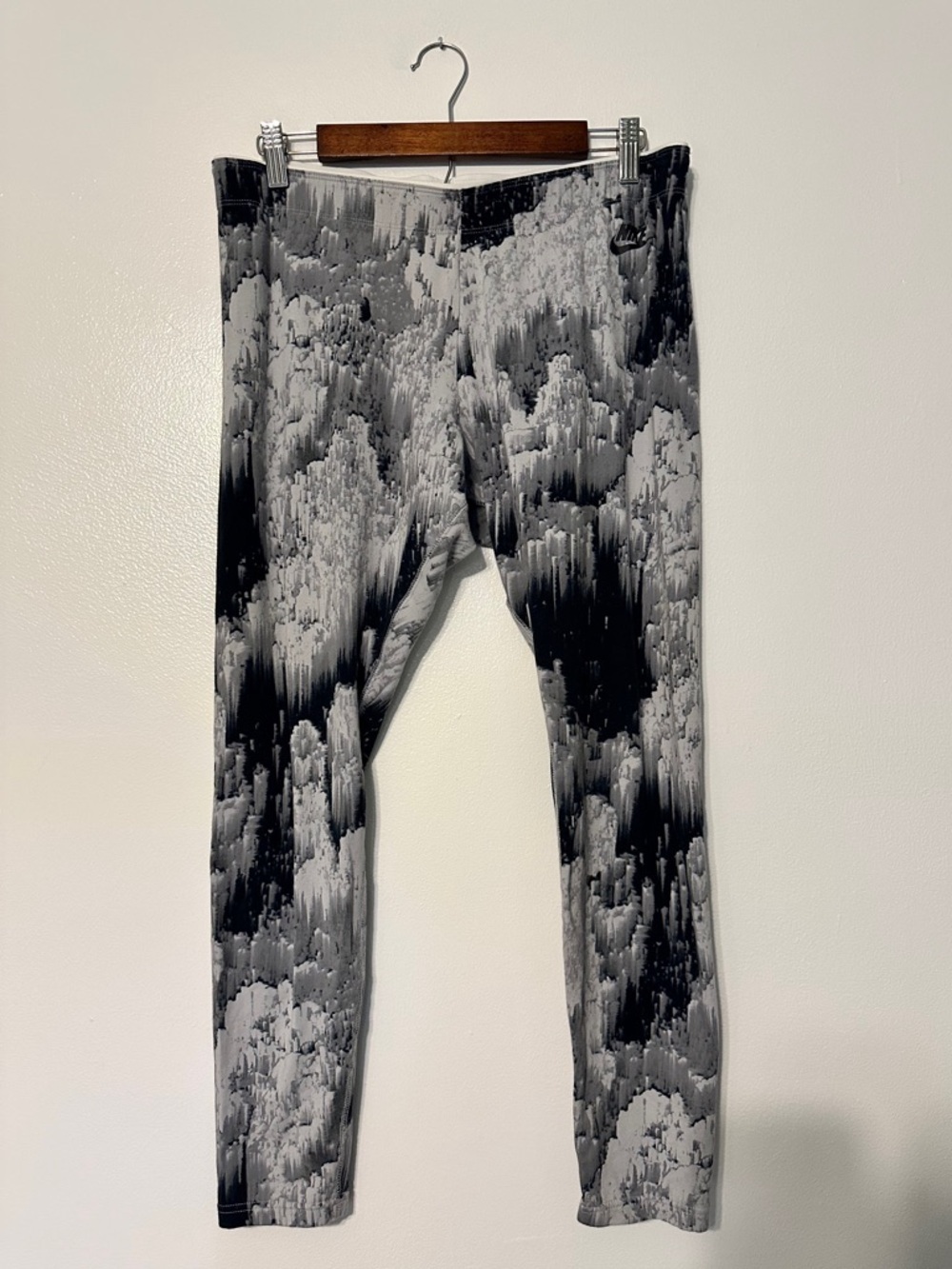 Nike Abstract Print Running Tights Leggings Black White XL